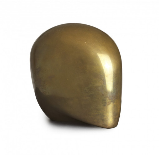 Hede Bühl. Kopf. 1995. <br> Eins von 12 Exemplaren. Bronze, poliert, mit goldgelber Patina. Ca. 17,5 x 14,5 x 21 cm.