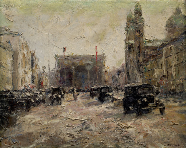 Otto Eduard Pippel. Odeonsplatz in München. Um 1920. Öl auf Leinwand. 48,5 x 61 cm